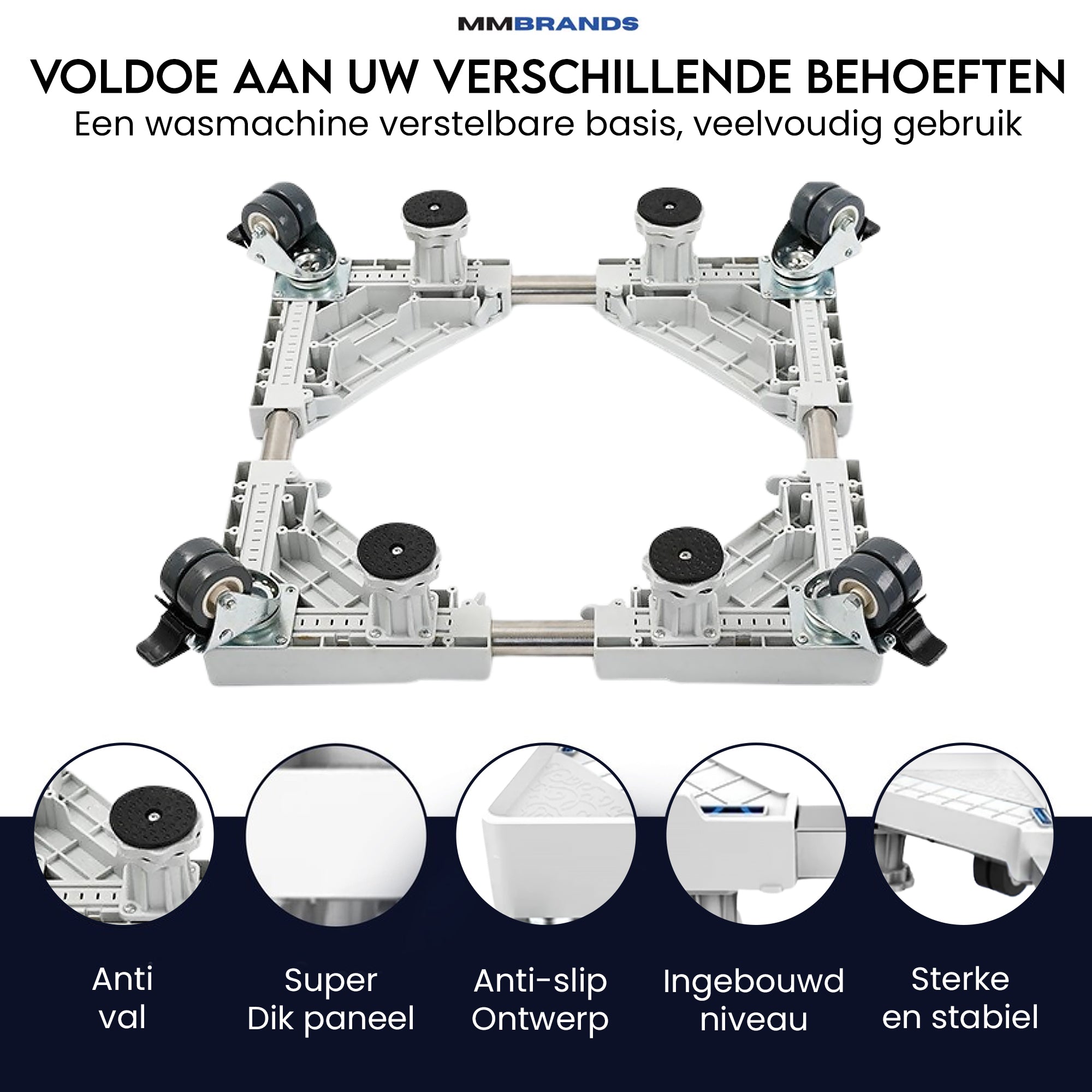 Waschmaschin Untergestell auf Rädern – weiße Pads