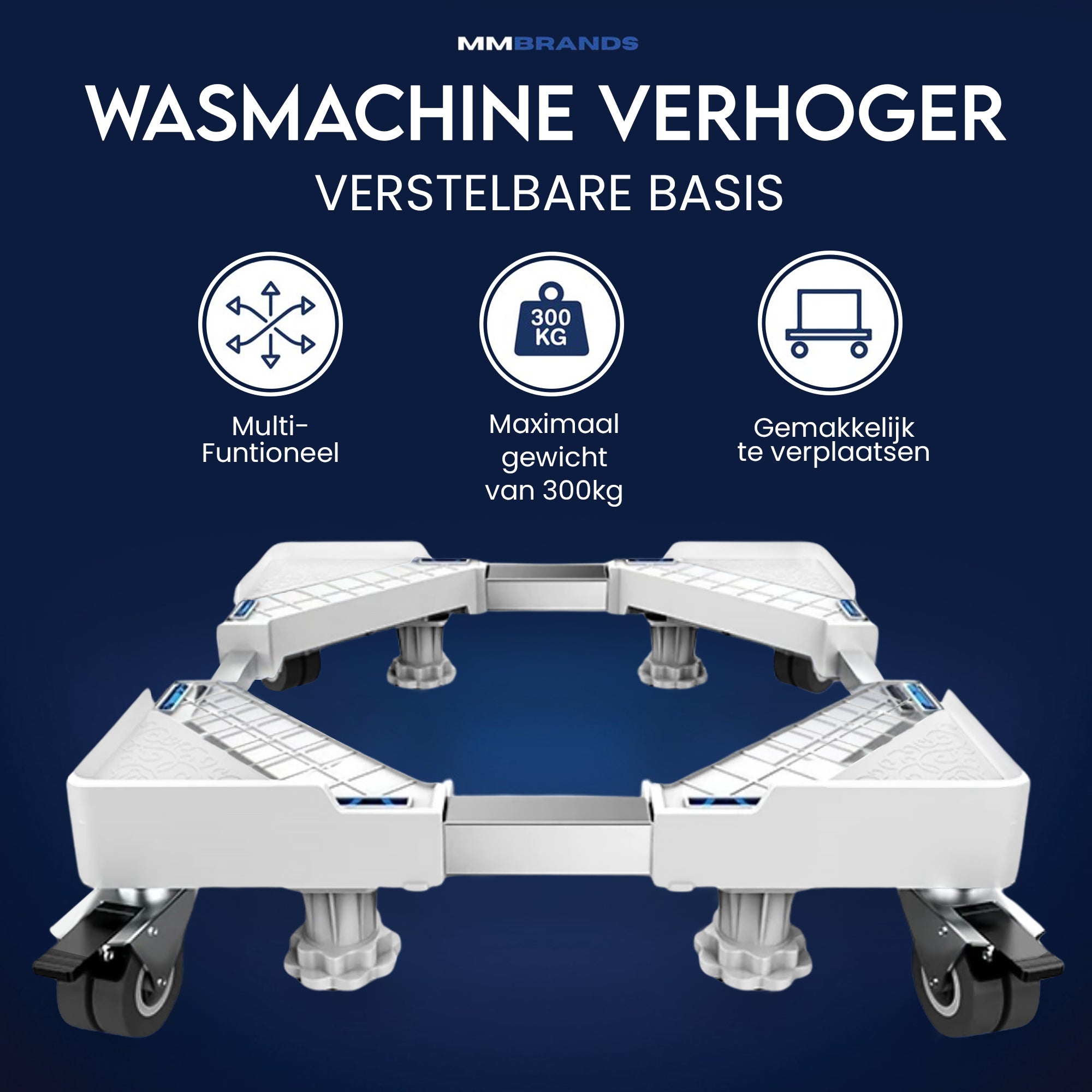 Waschmaschin Untergestell auf Rädern – weiße Pads