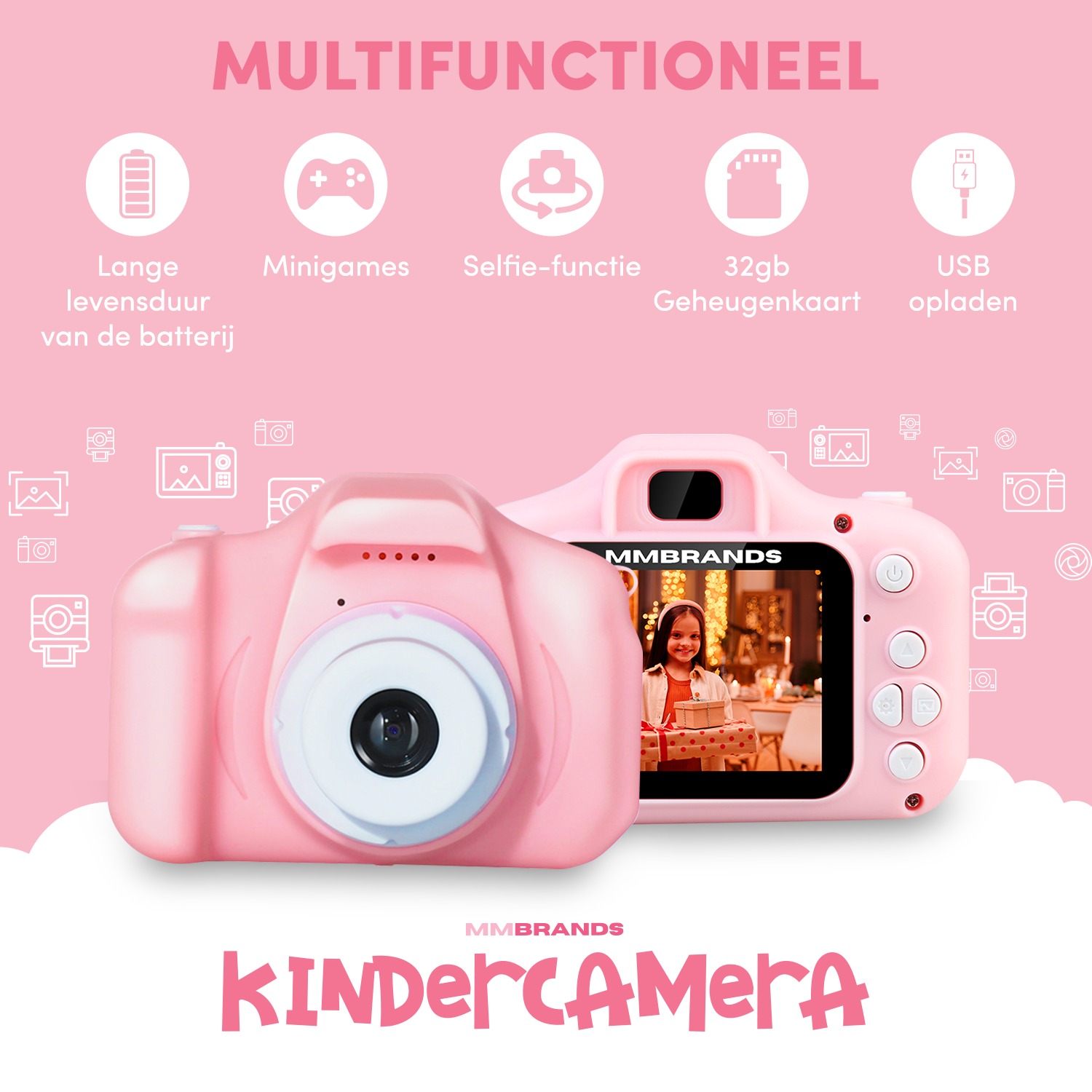 Digitale Kindercamera - Incl. 32GB SD-Kaart - Roze