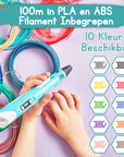 3D Pen Starterspakket - 100M Filament - 10 Kleuren - Blauw