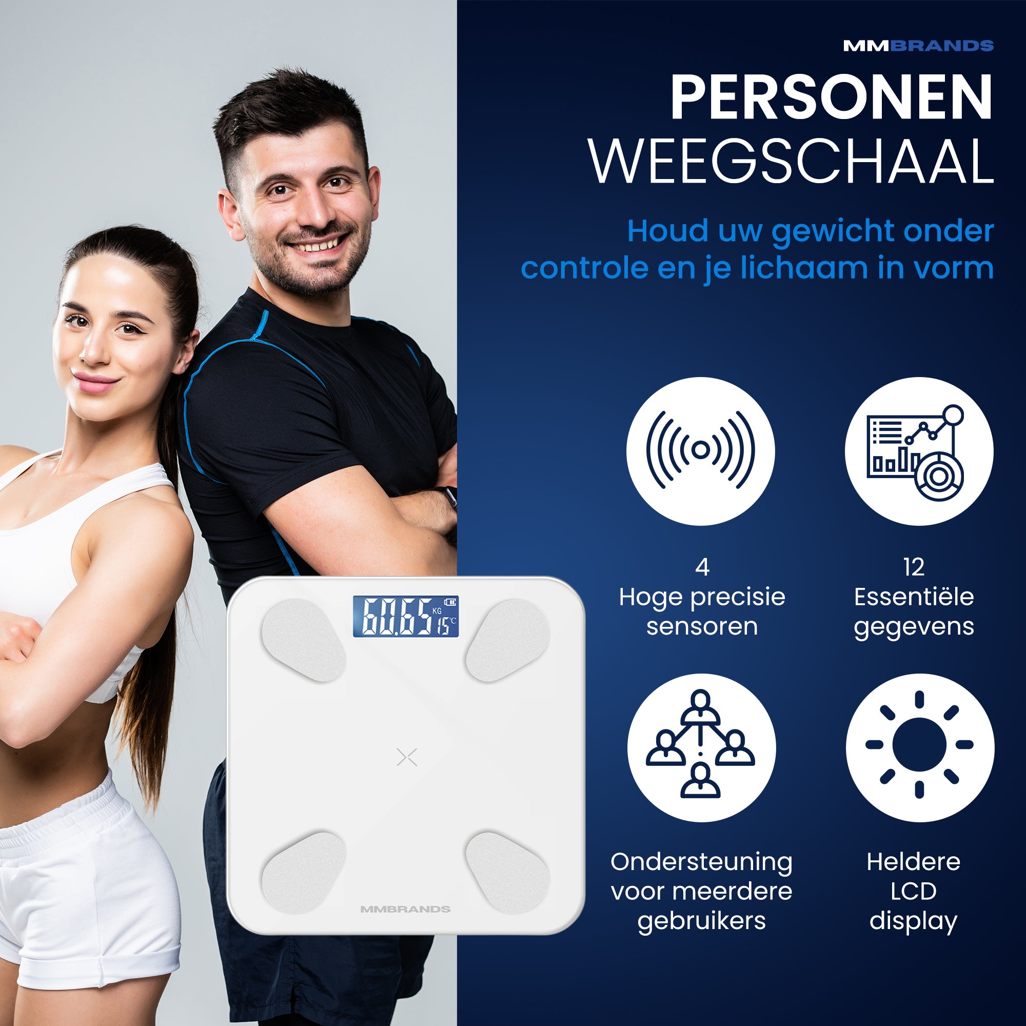 Digitale Personenwaage mit Körperanalyse – Weiß