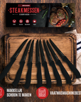 Steakmessen Set - 8 Stuks - Zwart