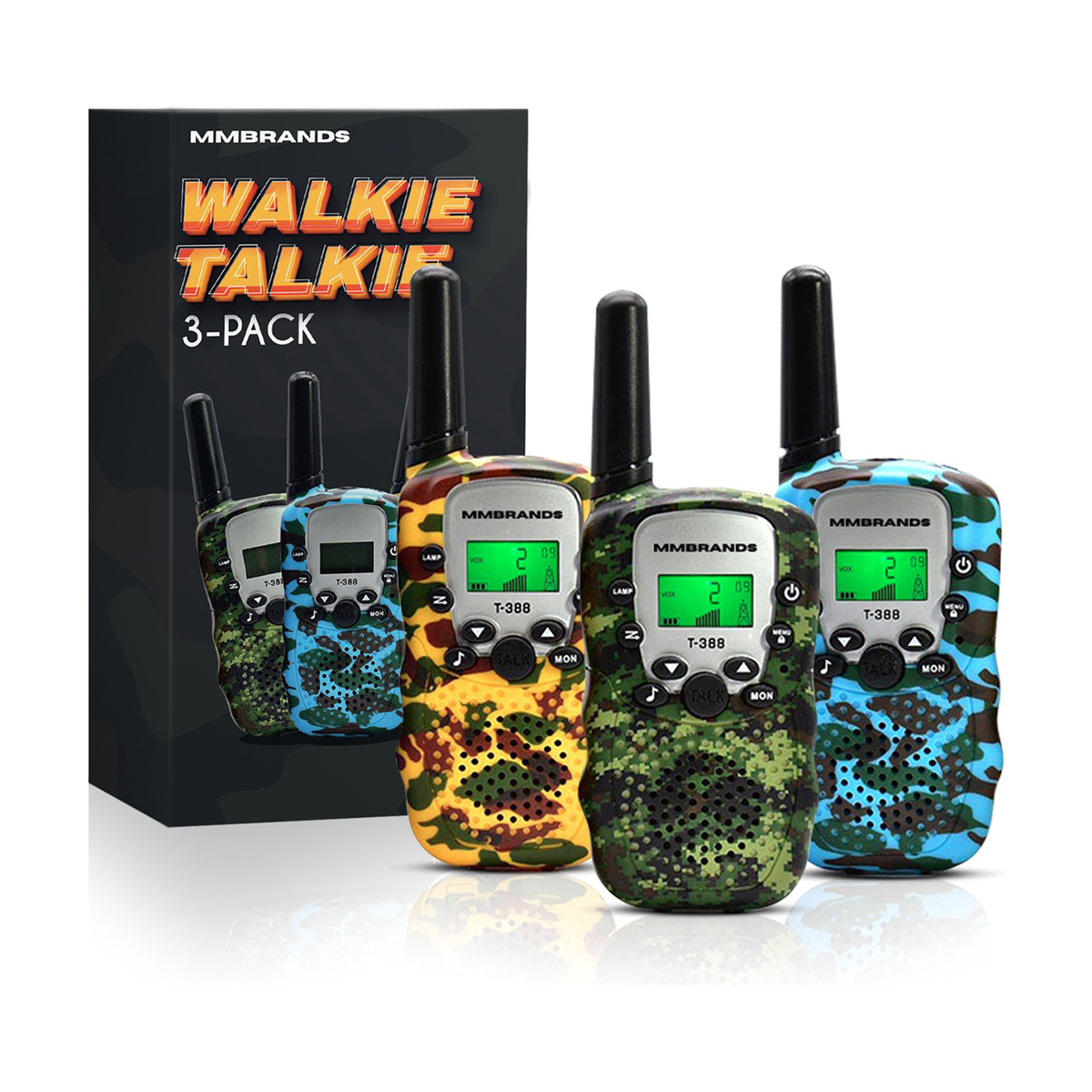 Walkie Talkie Set für Kinder – 3-teilig – Grün, Blau und Gelb